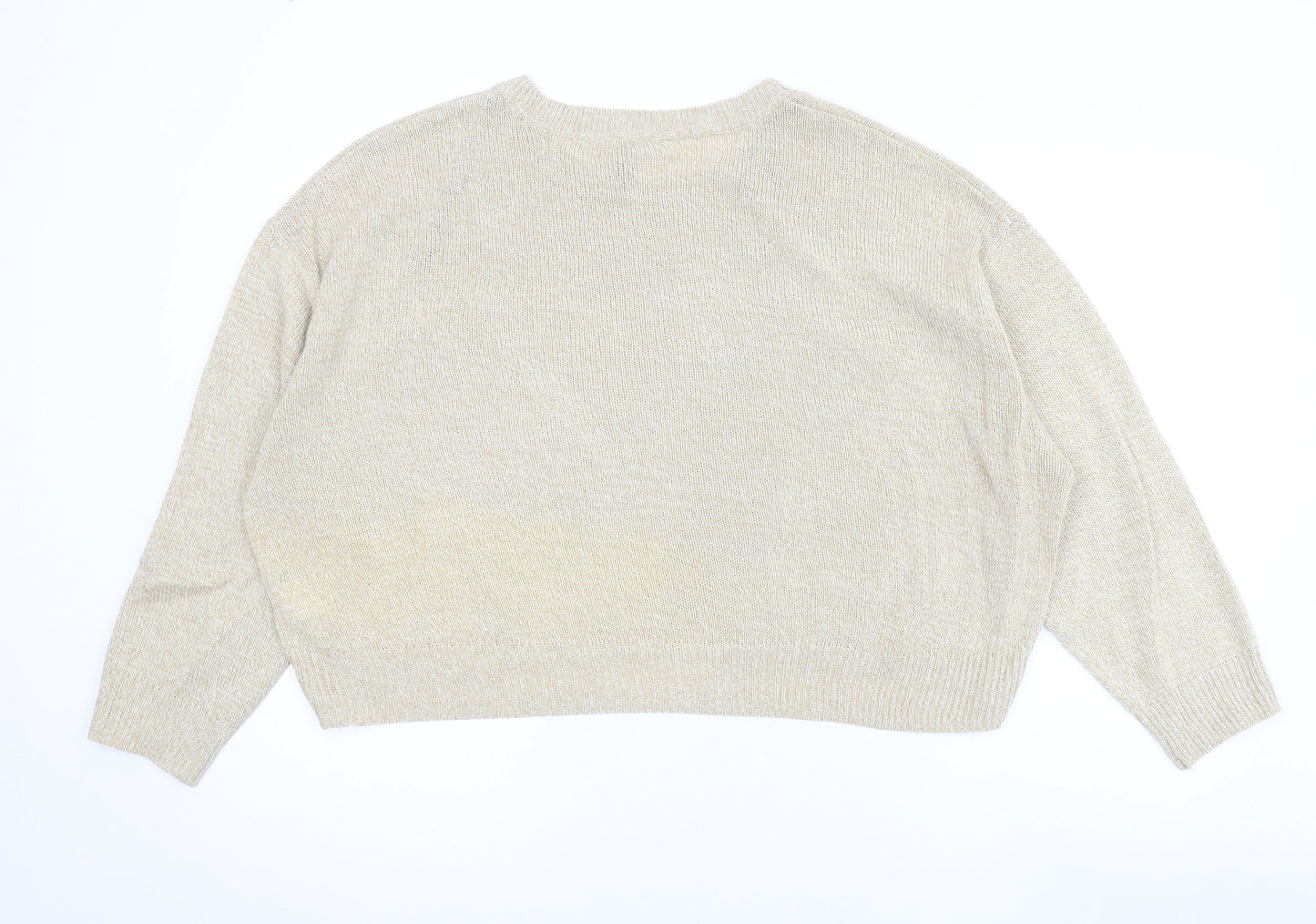 Divided by H&M Womens Beige Round Neck Acrylic Pullover Jumper Size L