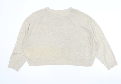 Divided by H&M Womens Beige Round Neck Acrylic Pullover Jumper Size L
