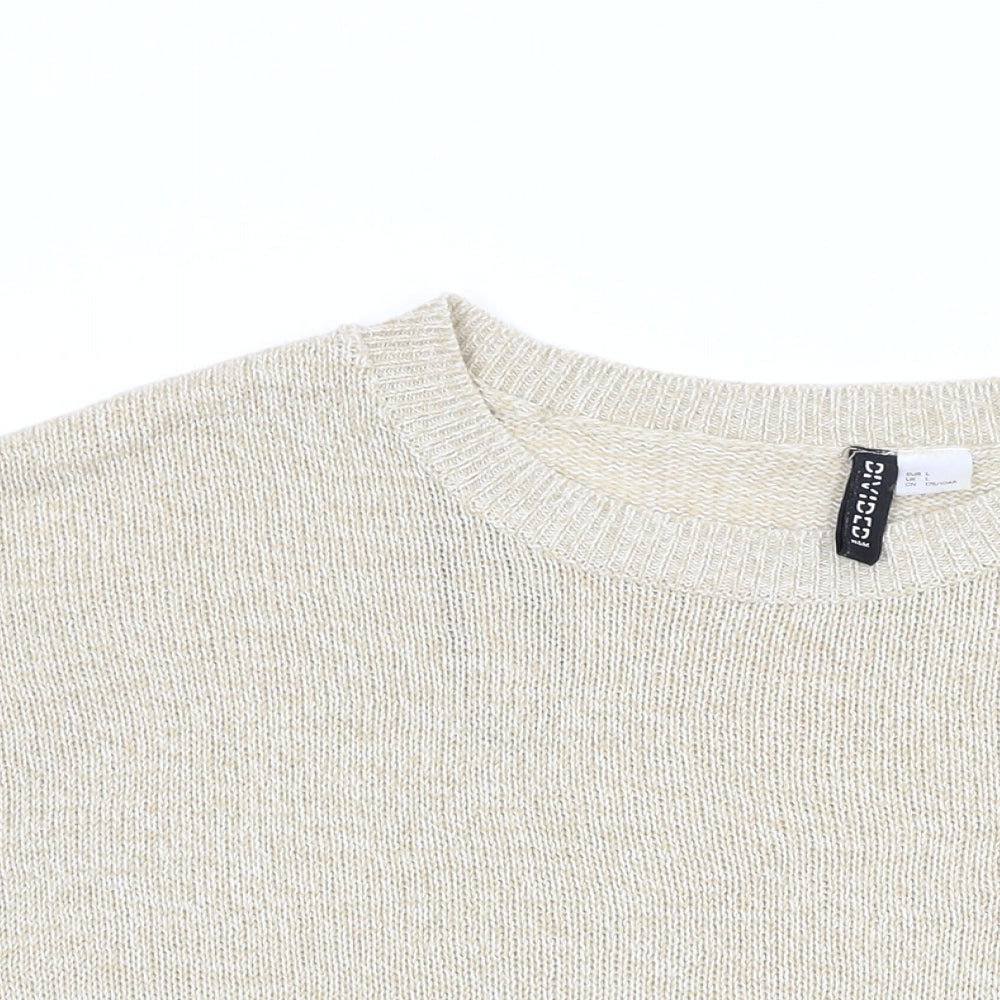 Divided by H&M Womens Beige Round Neck Acrylic Pullover Jumper Size L