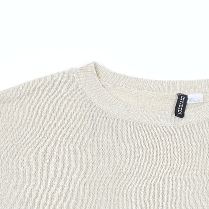 Divided by H&M Womens Beige Round Neck Acrylic Pullover Jumper Size L