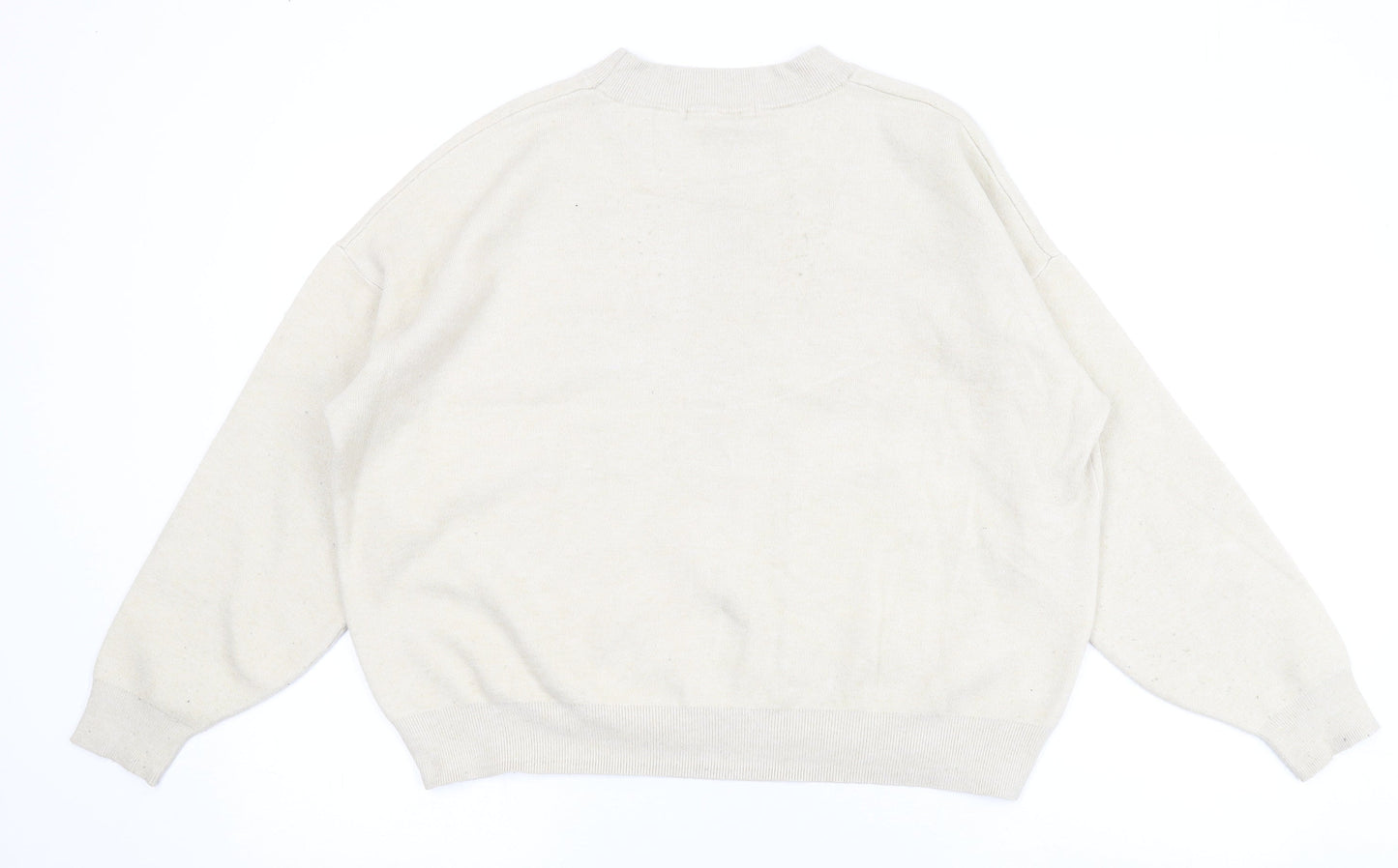 Mango Womens Beige Mock Neck Acrylic Pullover Jumper Size L