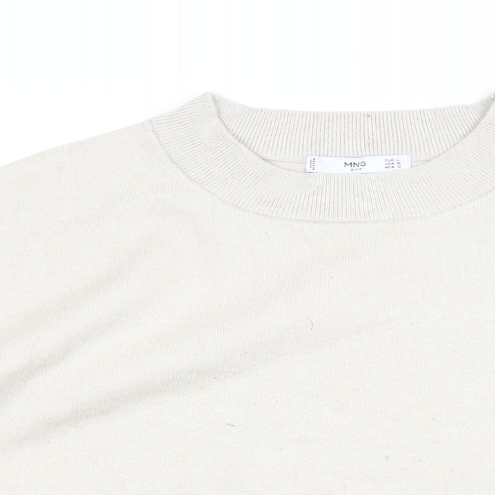Mango Womens Beige Mock Neck Acrylic Pullover Jumper Size L