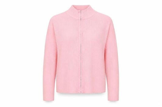 BHS Womens Pink Mock Neck Cotton Cardigan Jumper Size 14