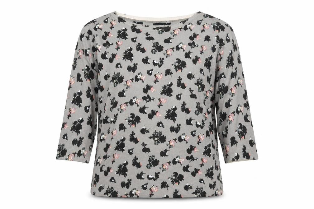 NEXT Womens Grey Round Neck Floral Cotton Pullover Jumper Size 10