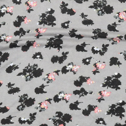 Next Womens Grey Round Neck Floral Cotton Pullover Jumper Size 10