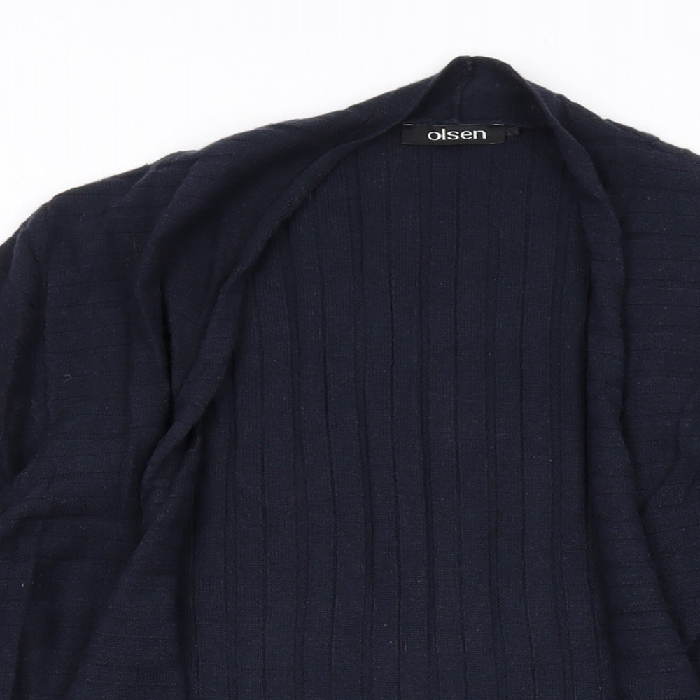 Olsen Womens Blue V-Neck Cotton Cardigan Jumper Size 10