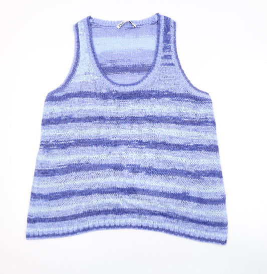 Zara Womens Purple Striped Acrylic Basic Tank Size M Scoop Neck