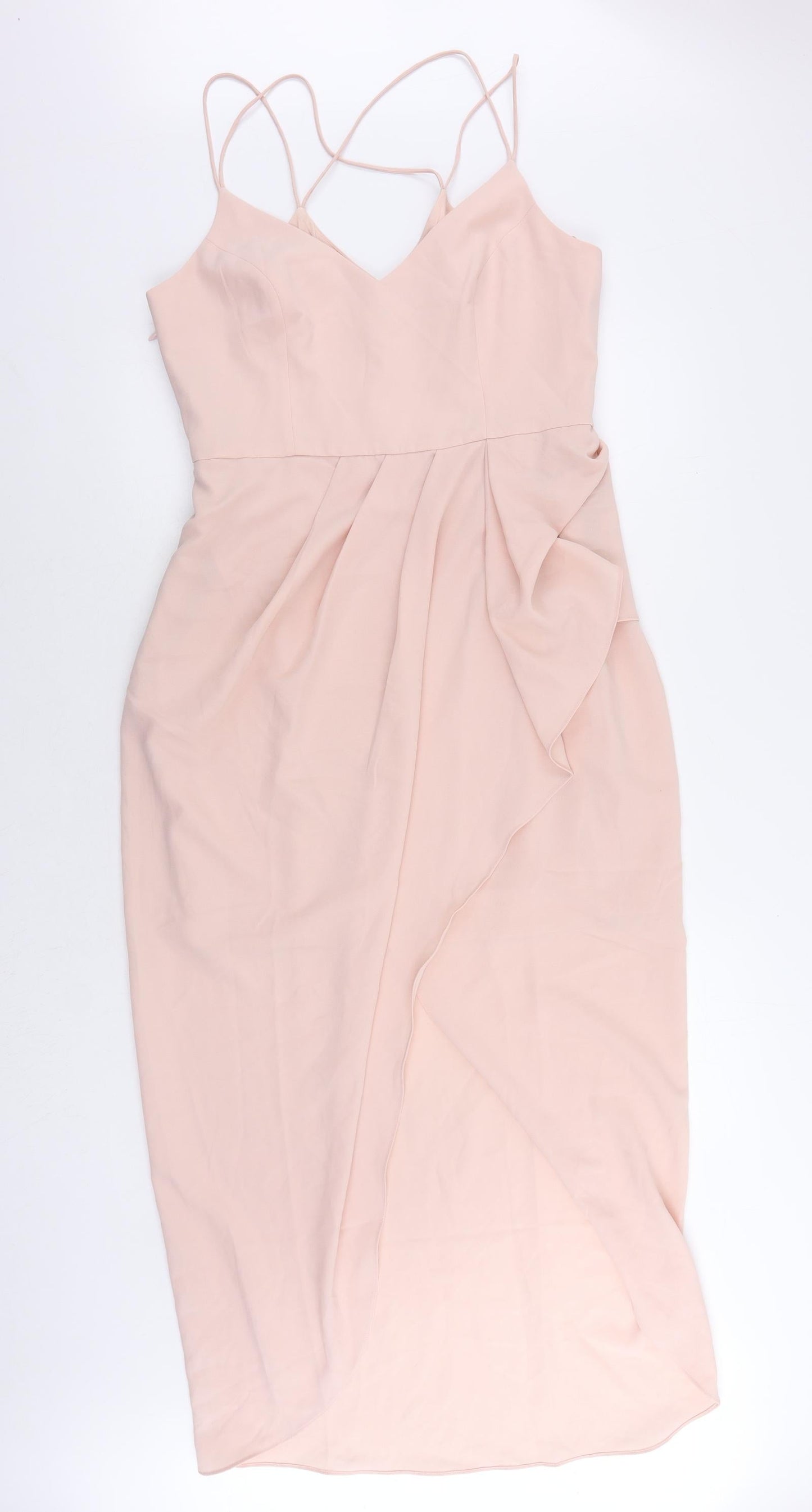 Very Womens Pink Polyester Sheath Size 14 V-Neck Zip