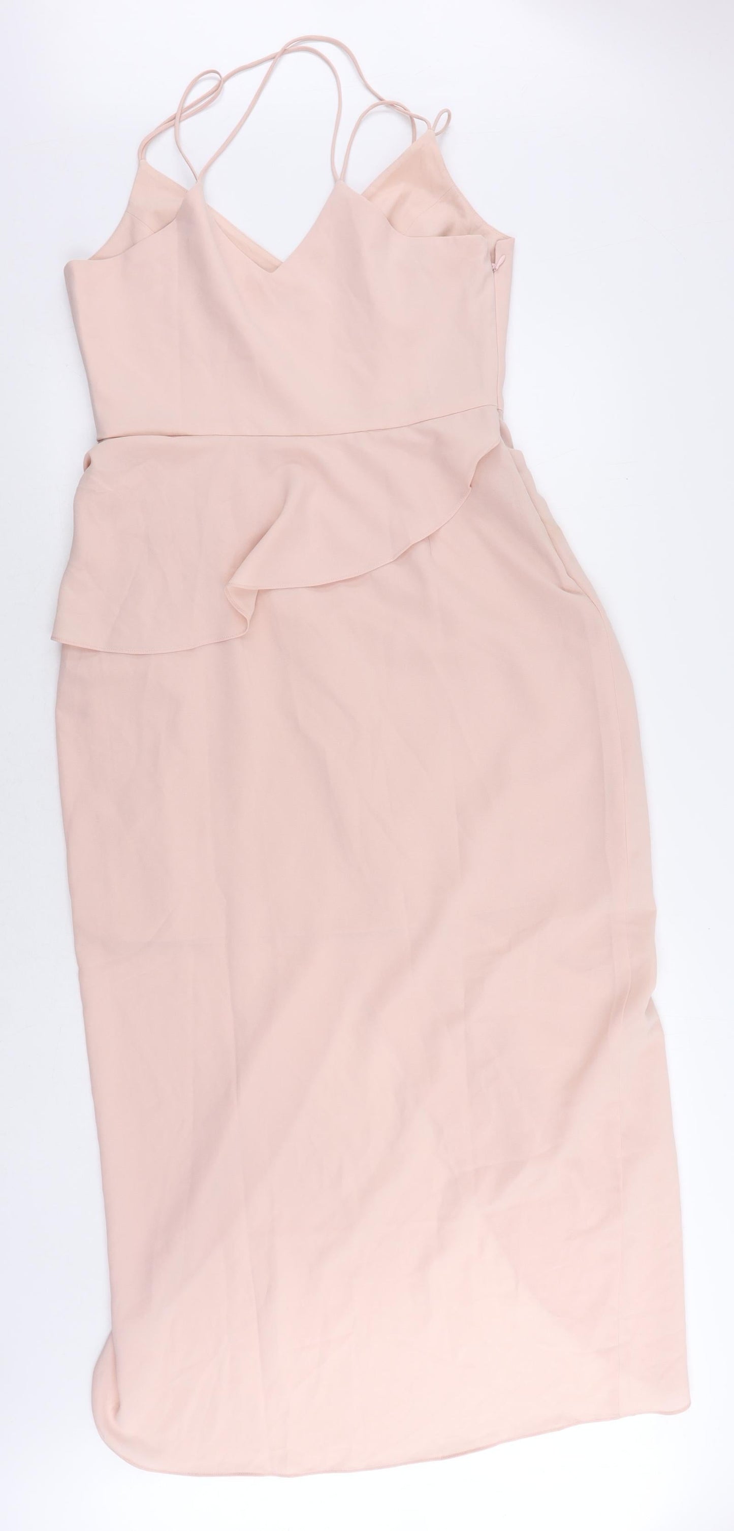 Very Womens Pink Polyester Sheath Size 14 V-Neck Zip