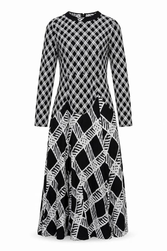 Oasis Womens Black Geometric Viscose Maxi Size 10 Mock Neck Zip