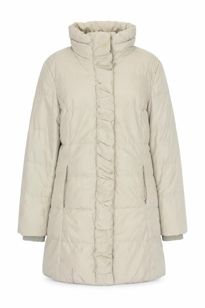 Ellen Tracy Womens Beige Quilted Coat Size L Zip