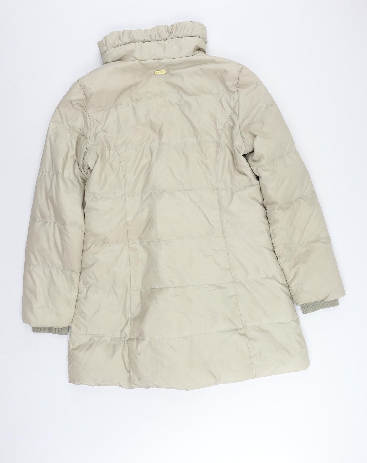 Ellen Tracy Womens Beige Quilted Coat Size L Zip