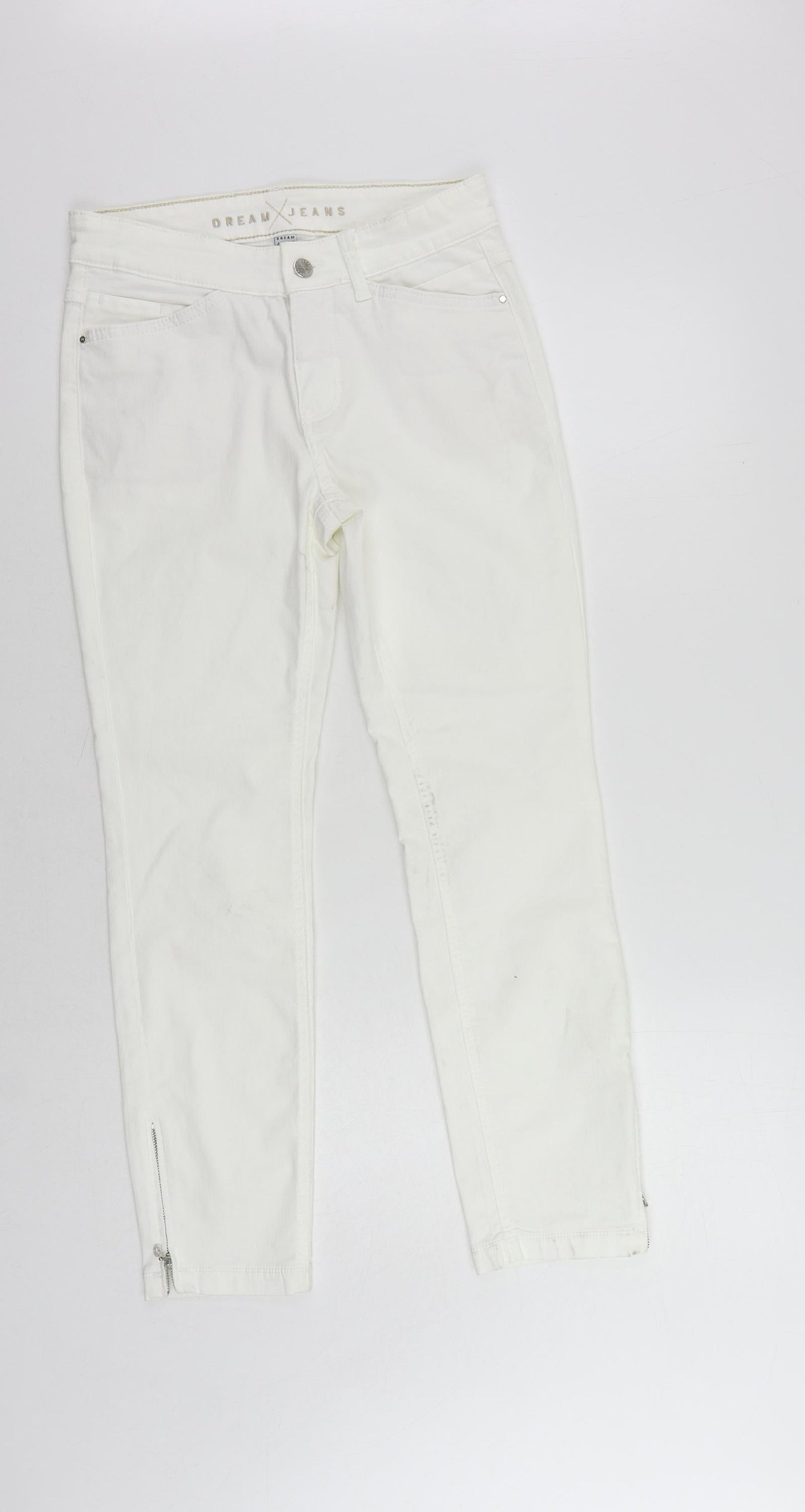 Dream Jeans Womens White Cotton Skinny Jeans Size 28 in L27 in Regular Zip - Ankle Zip