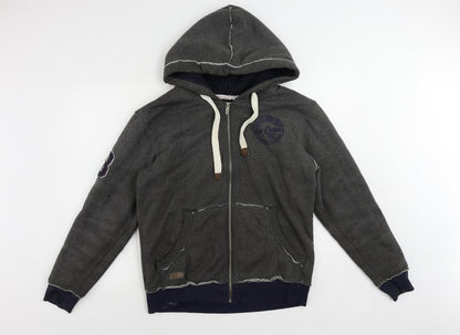 Additional front view of Lee Cooper men’s grey polyester full zip hoodie, size S, - logo