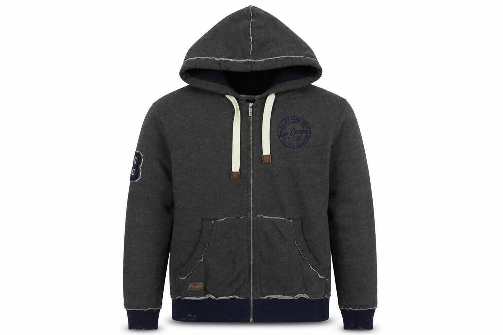 Lee Cooper Mens Grey Polyester Full Zip Hoodie Size S - Logo