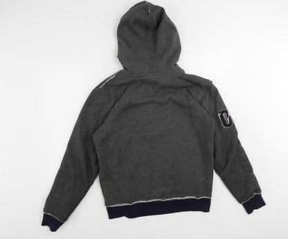 Back view of Lee Cooper men’s grey polyester full zip hoodie, size S, - logo