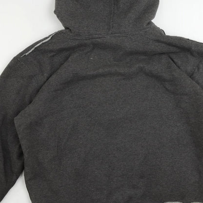 Brand and care label for Lee Cooper men’s grey polyester full zip hoodie, size S, - logo