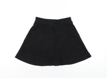 Marks & Spencer Girls Black Cotton A-Line Skirt Size 5-6 Years Regular Pull On