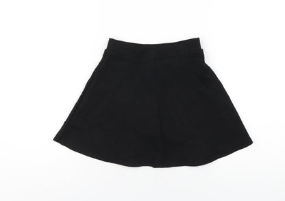Marks & Spencer Girls Black Cotton A-Line Skirt Size 5-6 Years Regular Pull On
