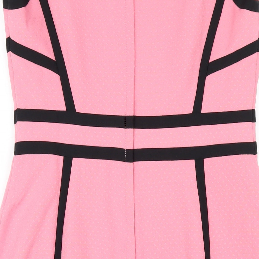 Dorothy Perkins Womens Pink Polyester Pencil Dress Size 12 Scoop Neck Zip