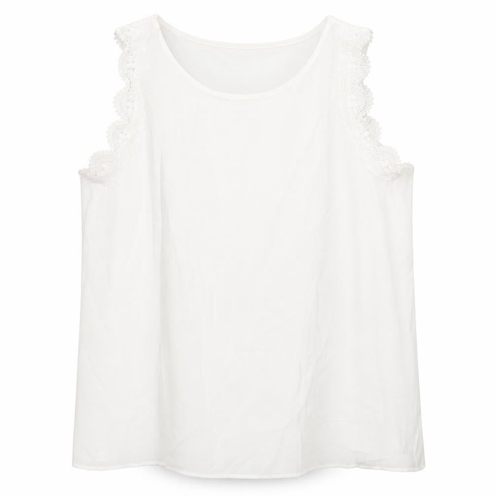Marks & Spencer Womens White Viscose Basic Tank Size 20 Scoop Neck - Lace Trim