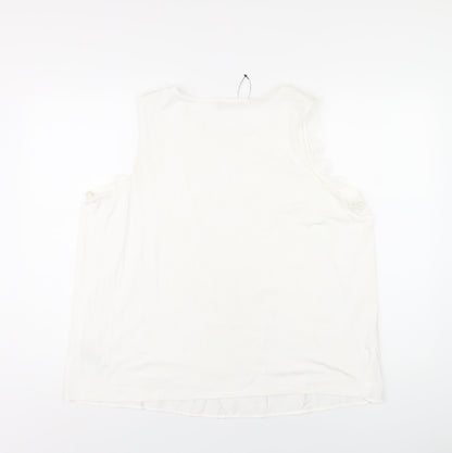 Marks & Spencer Womens White Viscose Basic Tank Size 20 Scoop Neck - Lace Trim