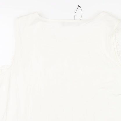 Marks & Spencer Womens White Viscose Basic Tank Size 20 Scoop Neck - Lace Trim