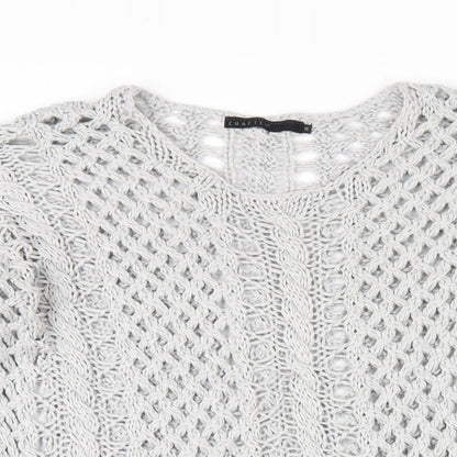 Crafted Womens Grey Round Neck Acrylic Pullover Jumper Size 10