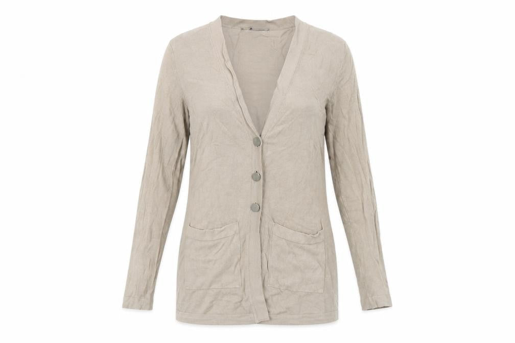 Marks & Spencer Womens Beige V-Neck Viscose Cardigan Jumper Size S