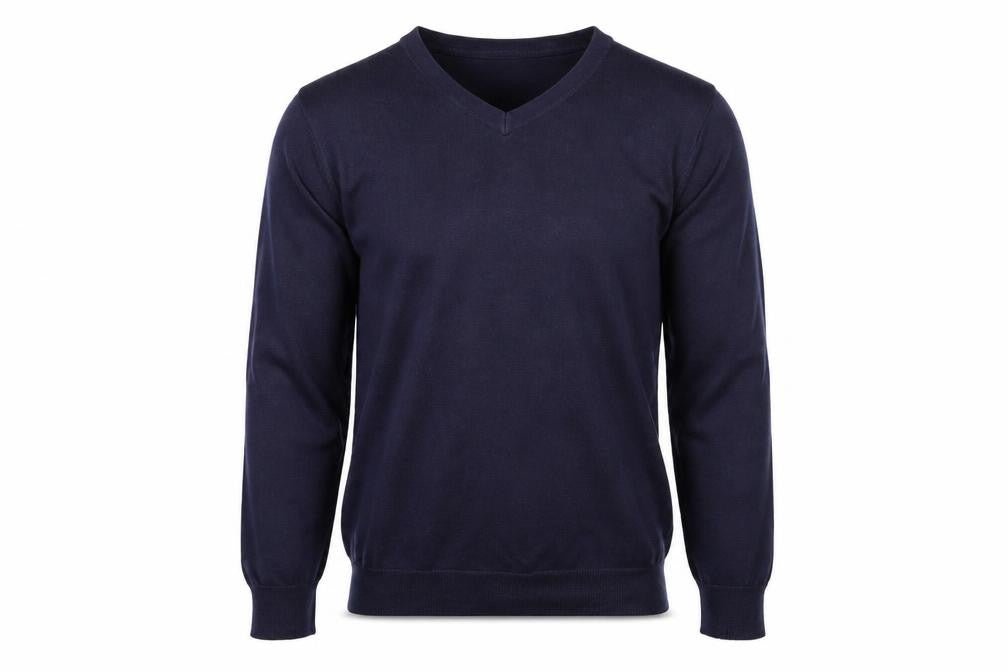 John Lewis Mens Blue V-Neck Cotton Pullover Jumper Size L Long Sleeve