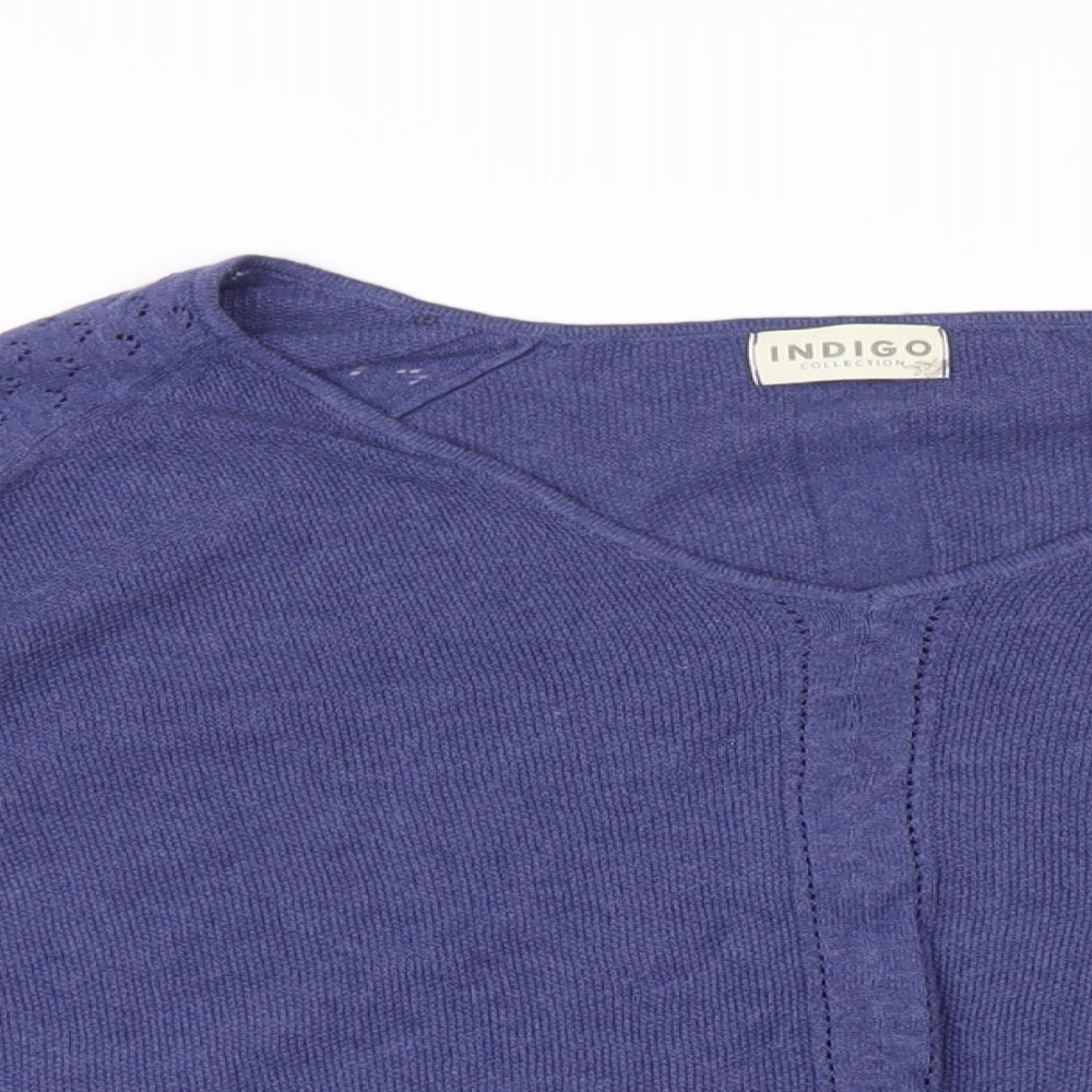 Marks and Spencer Womens Blue Round Neck Cotton Pullover Jumper Size 12