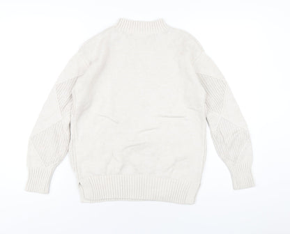 Marks & Spencer Womens Beige Round Neck Cotton Pullover Jumper Size XS