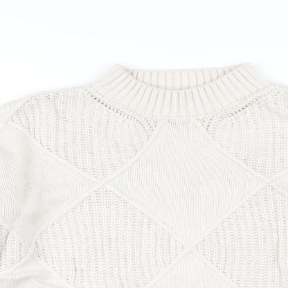 Marks & Spencer Womens Beige Round Neck Cotton Pullover Jumper Size XS
