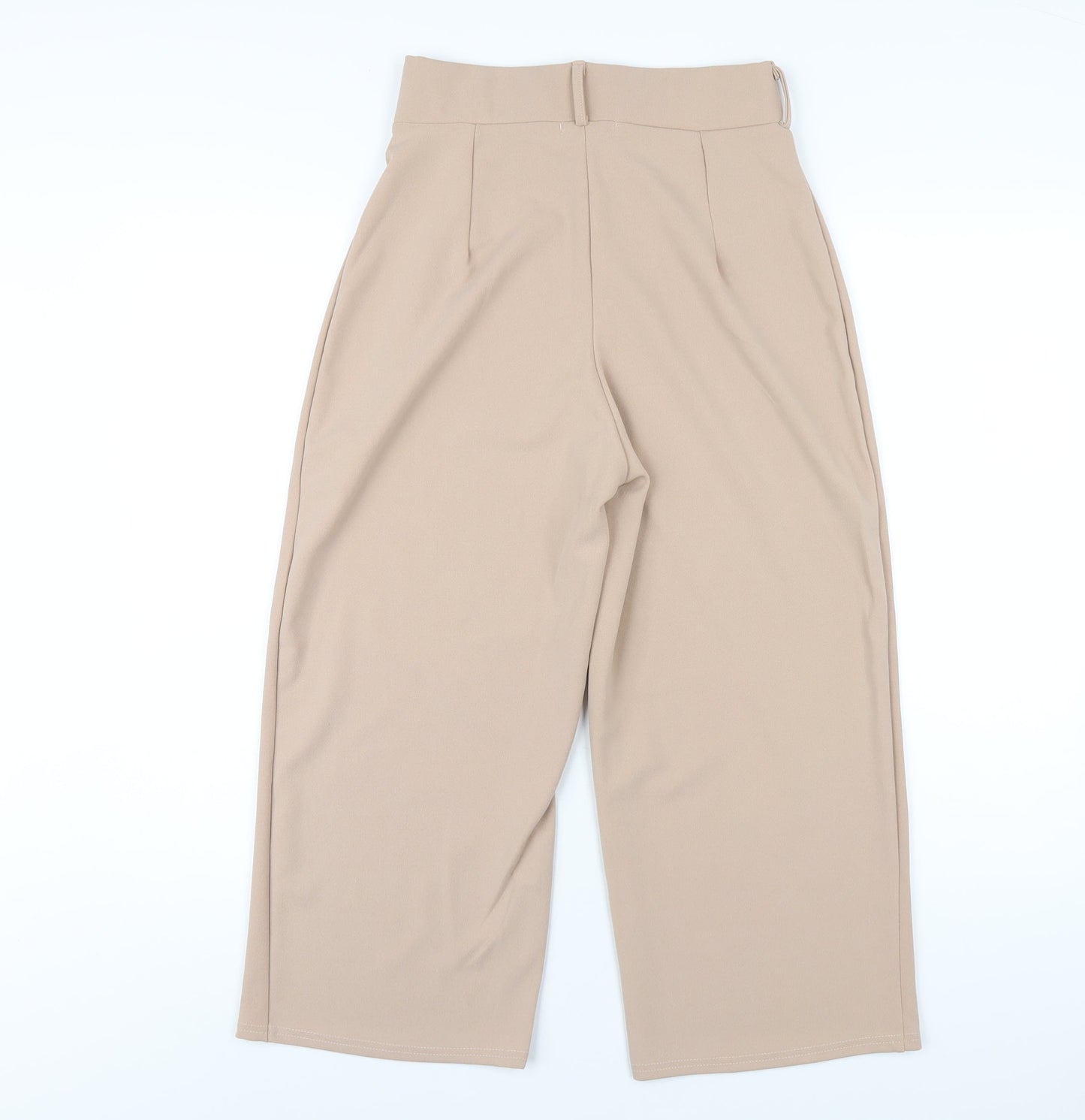 Boohoo Womens Beige Polyester Trousers Size 10 L22 in Regular