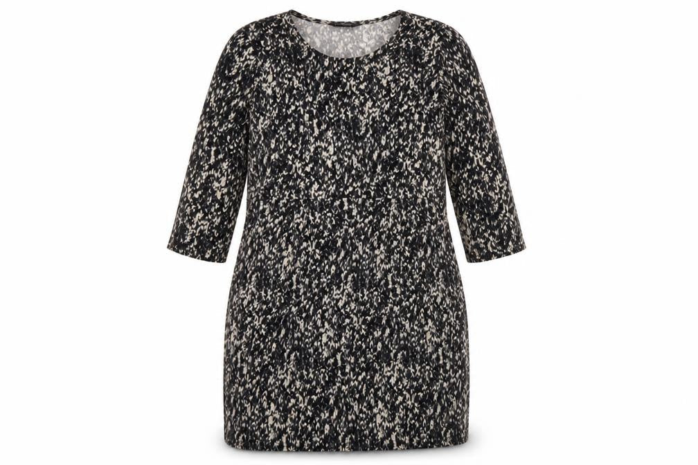 Kaleidoscope Womens Black Geometric Polyester A-Line Size 18 Round Neck Pullover