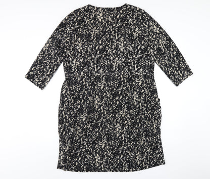 Back view of Kaleidoscope women’s black geometric polyester a-line, size UK 18, round neck pullover
