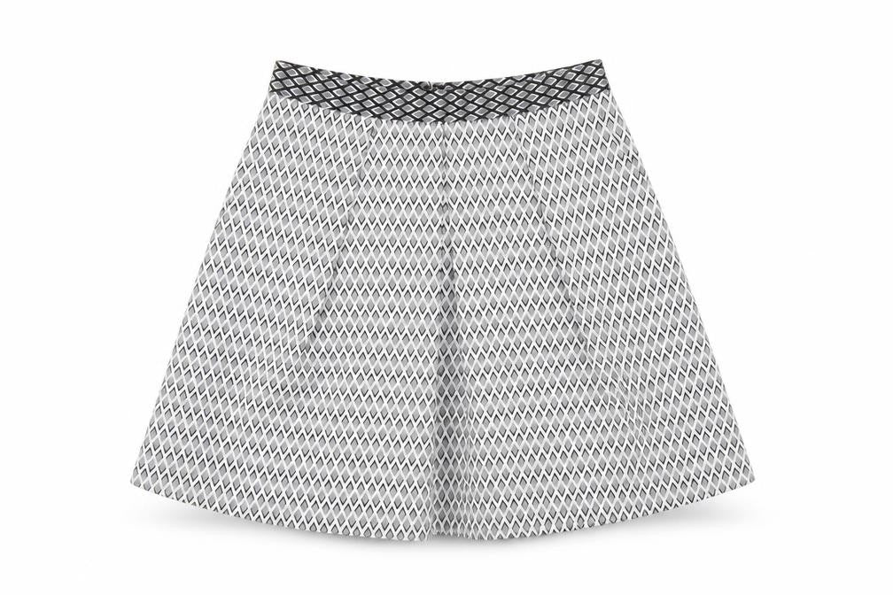 Coast Womens Grey Geometric Polyester A-Line Skirt Size 10 Zip