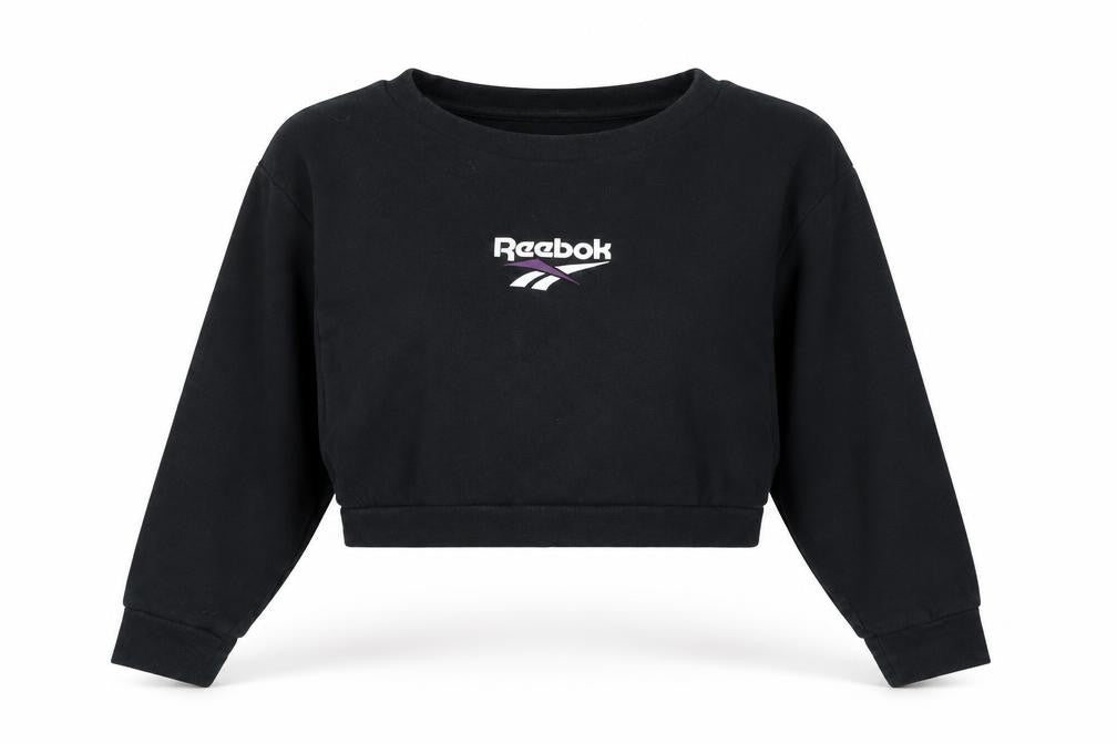 Reebok Womens Black Cotton Pullover Sweatshirt Size XL Pullover