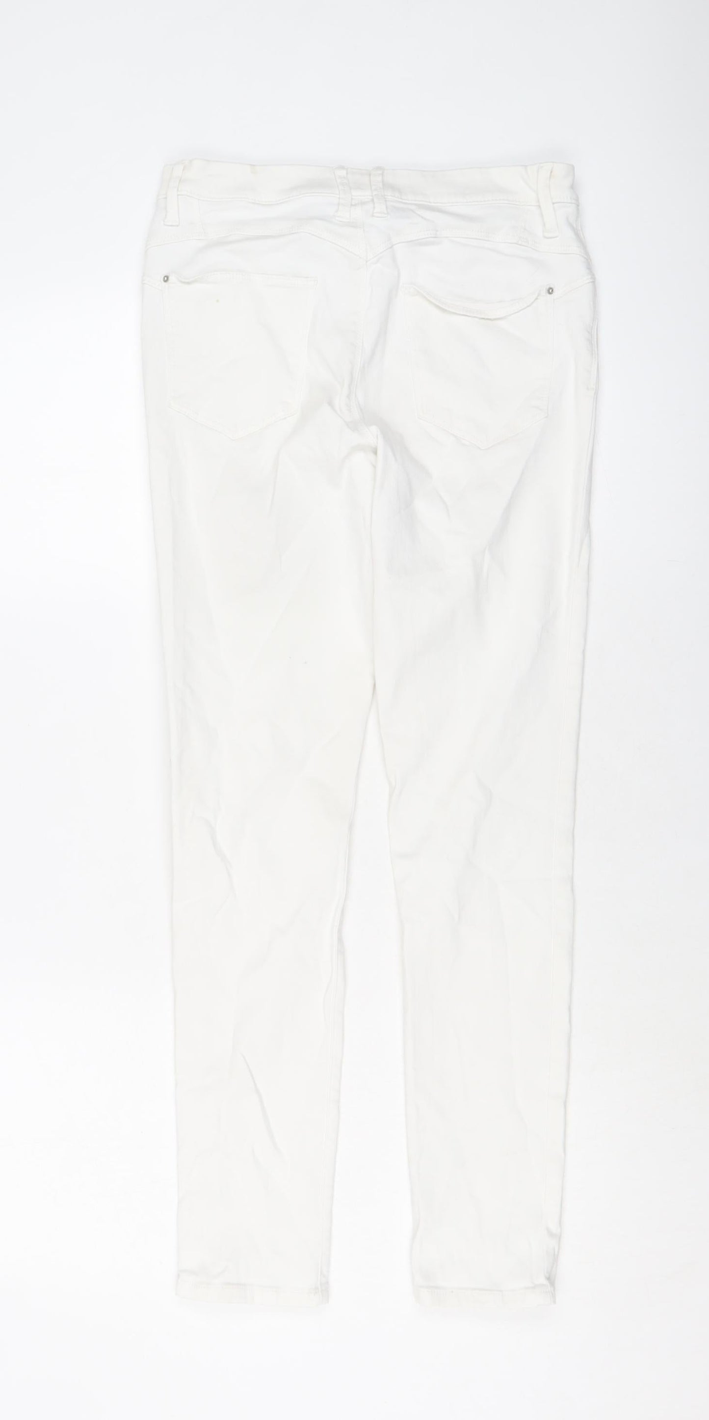 Marks and Spencer Womens White Cotton Skinny Jeans Size 10 L28 in Regular Button