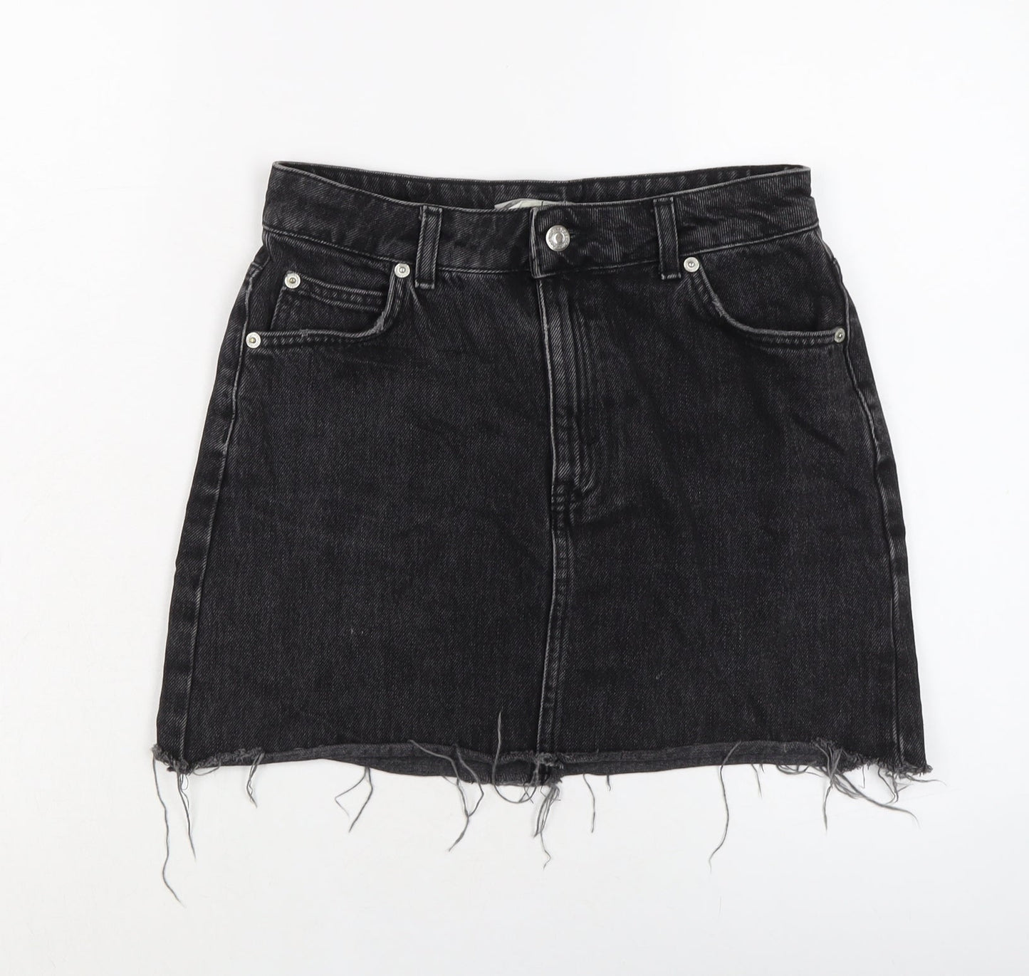 TRopsho[ Womens Grey Cotton Mini Skirt Size 8 Button