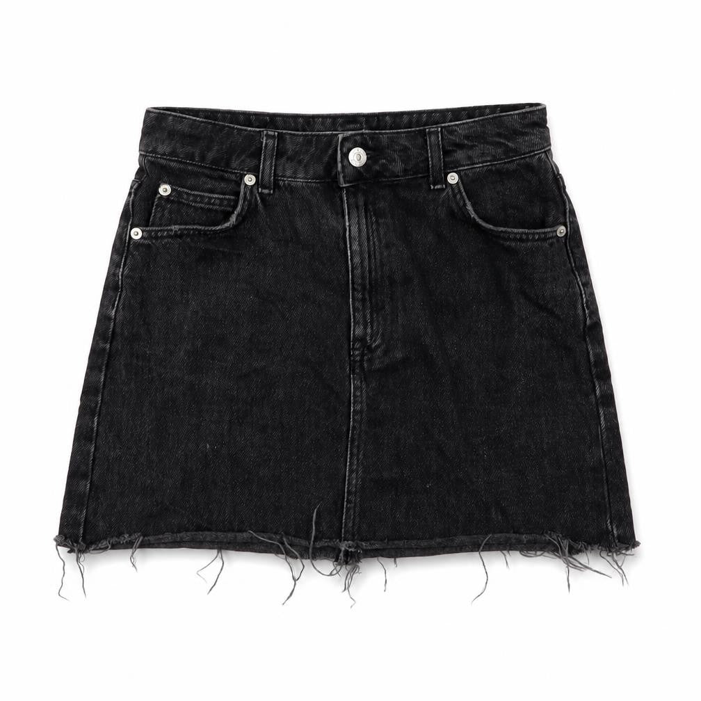 TRopsho[ Womens Grey Cotton Mini Skirt Size 8 Button
