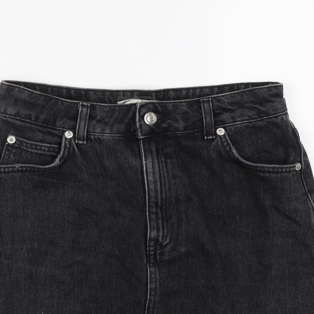 TRopsho[ Womens Grey Cotton Mini Skirt Size 8 Button