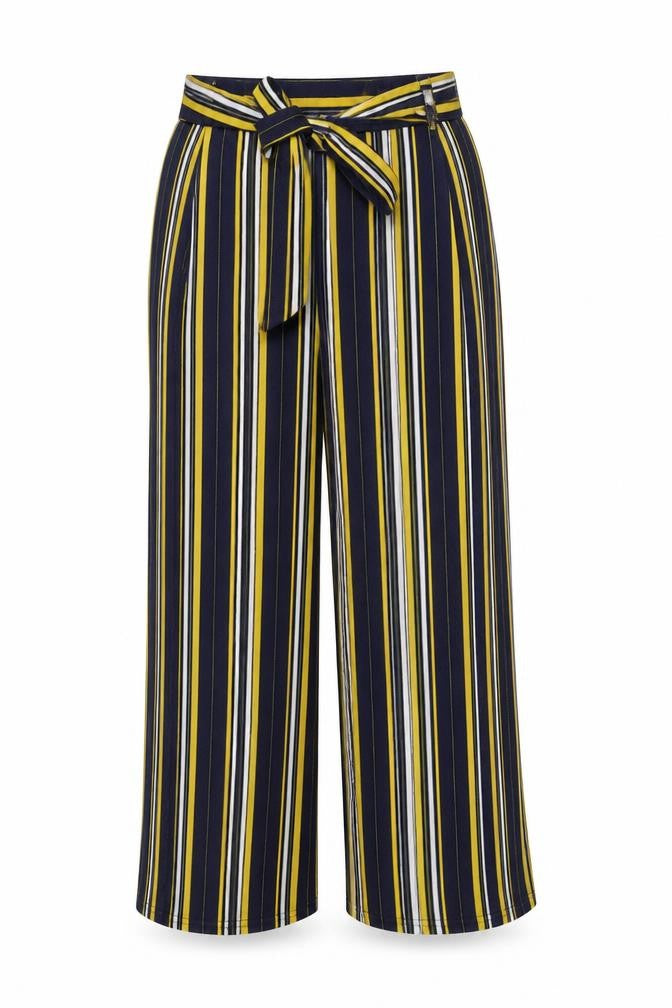 Cameo Rose Womens Beige Striped Polyester Trousers Size 8 L20 in Regular Drawstring