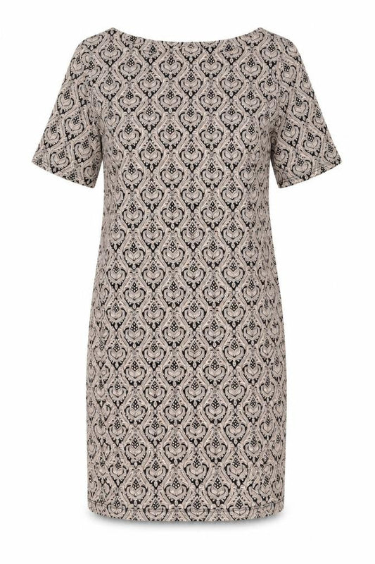 Dorothy Perkins Womens Beige Geometric Polyester Sheath Size 14 Round Neck Pullover