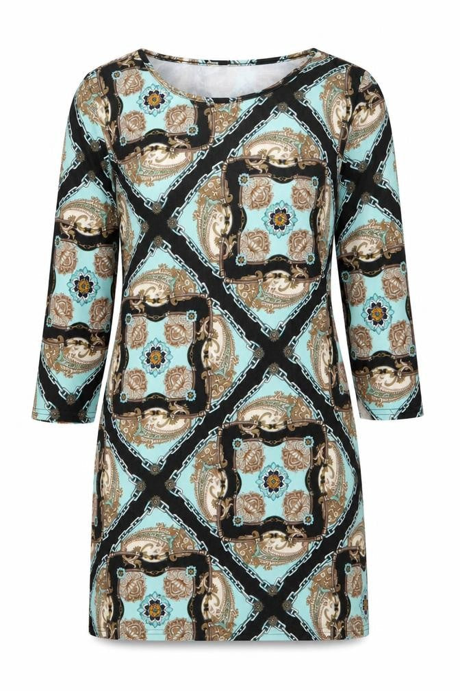 Blonde + Blonde Womens Multicoloured Geometric Polyester Bodycon Size 14 Round Neck Pullover