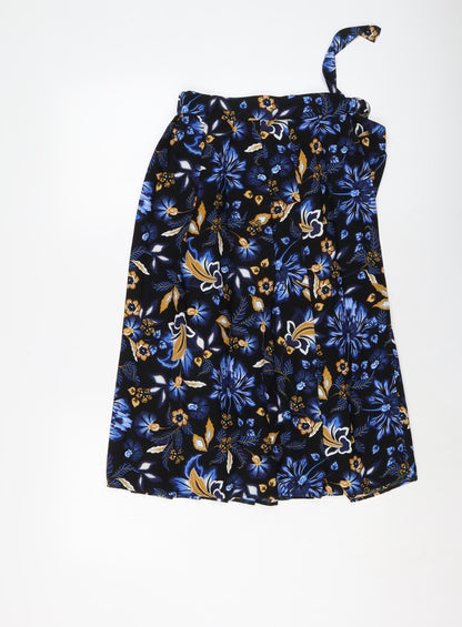 Marks & Spencer Womens Beige Floral Polyester Wrap Skirt Size 6 Tie
