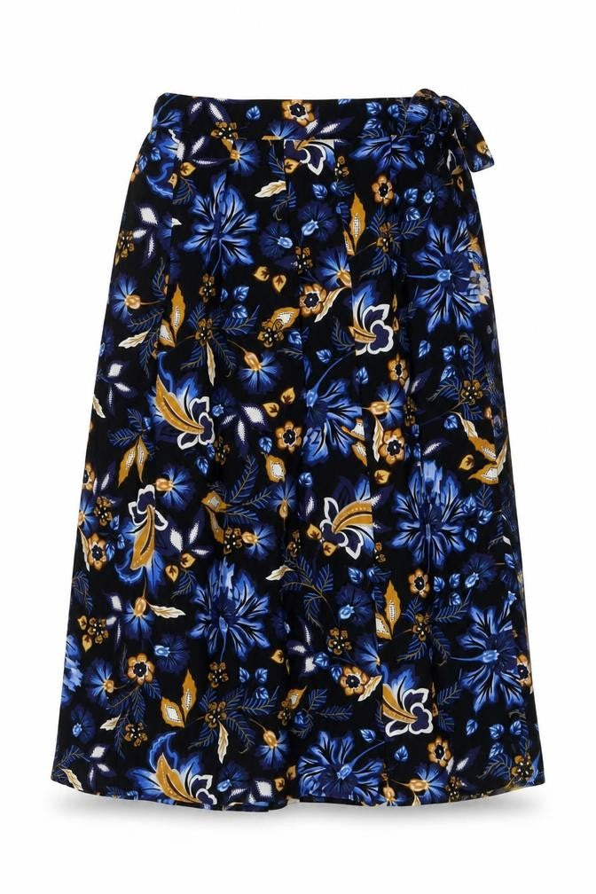 Marks & Spencer Womens Beige Floral Polyester Wrap Skirt Size 6 Tie