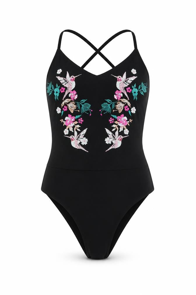 Lipsy Womens Black Floral Cotton Bodysuit One-Piece Size 6 Snap
