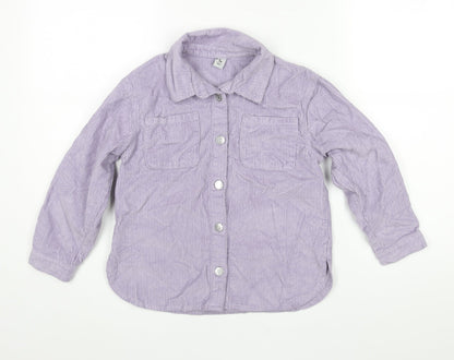 Additional front view of Tu girls’ purple jacket, size 8, years button