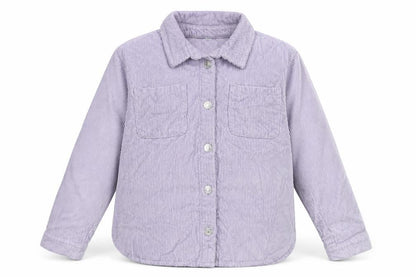 Front view of Tu girls’ purple jacket, size 8, years button